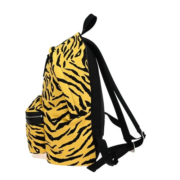 Saint Laurent Logo Zebra Backpack Bag Canvas Leather Yellow Black 85RL233 - Picture 2 of 16
